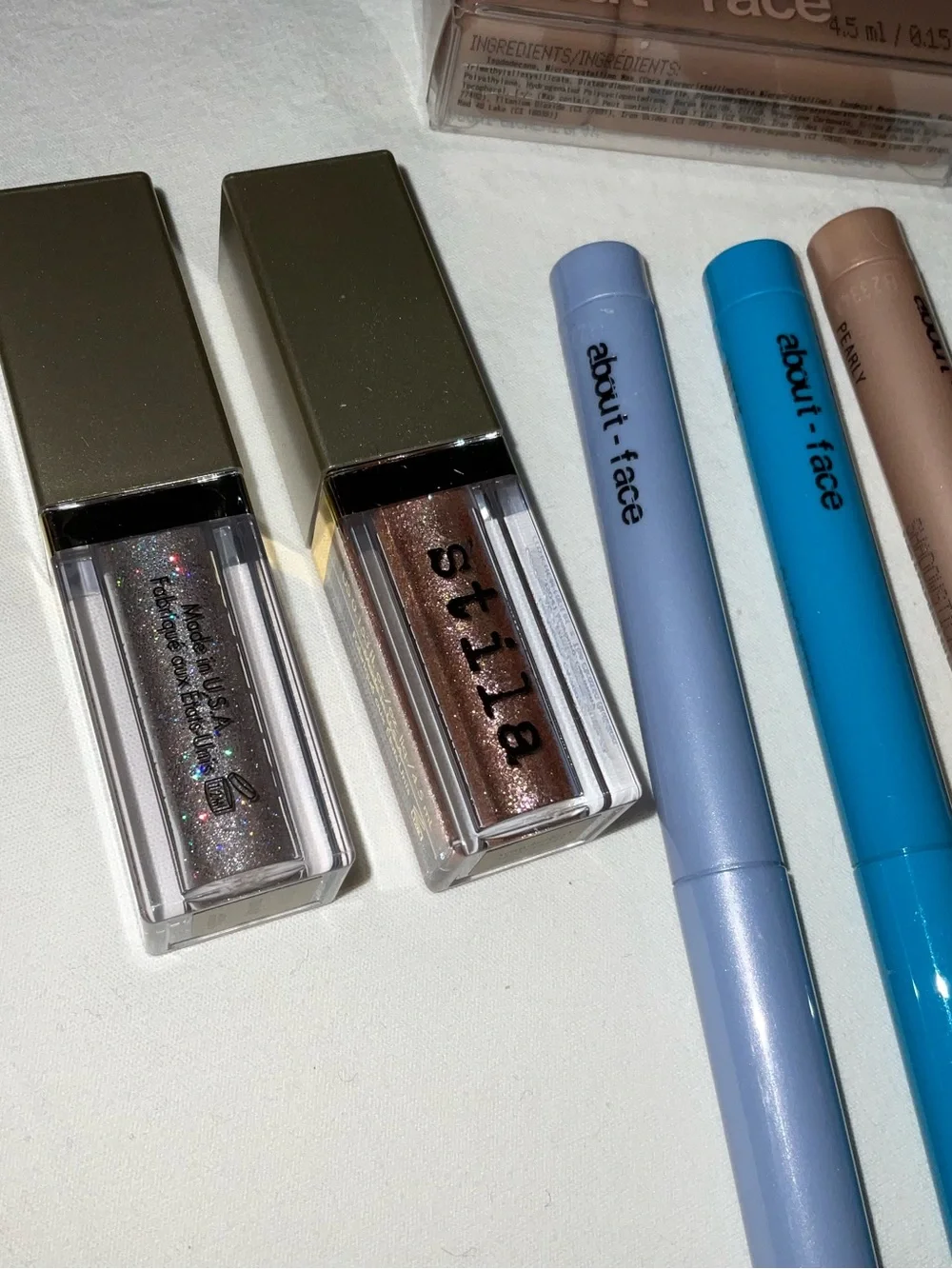 Bundle of about-face Cream Eyeshadow & Crayon Trio — Brown, Blue, Light blue